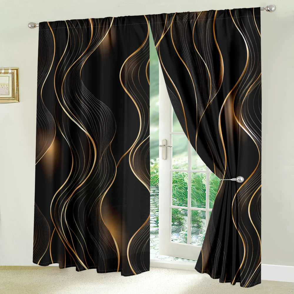 2Pcs Modern Art Curtains