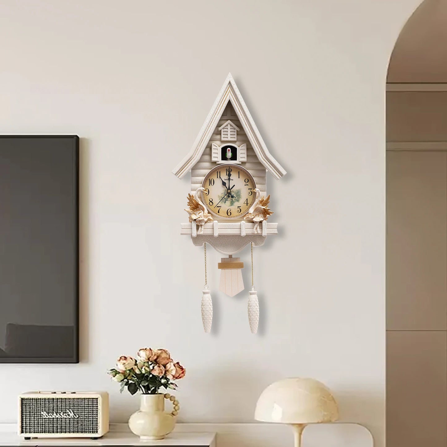 White Cuckoo Wall Clock