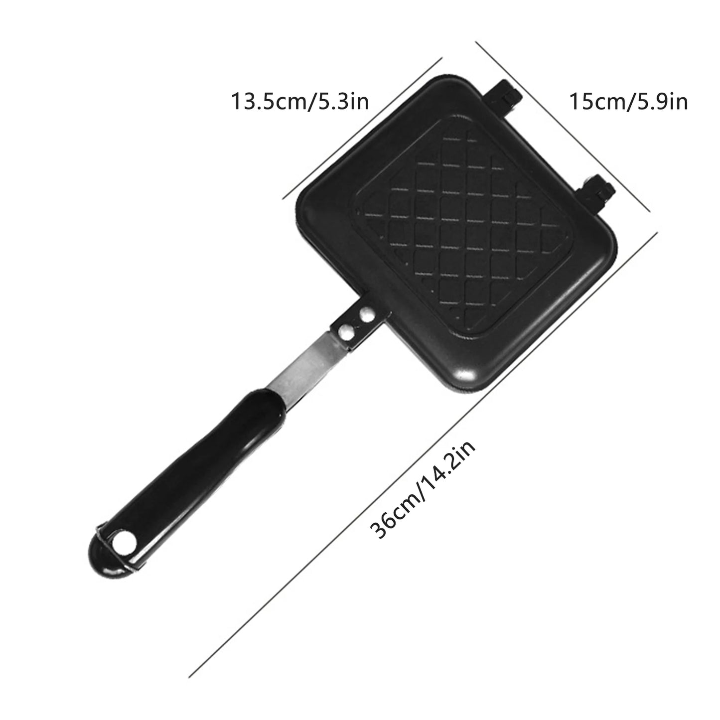 Sandwich Waffle Mold Aluminum Alloy Bread Barbecue Plate Easy Clean Reversible Griddle Pan for Breakfast Pancakes Toast Omelets