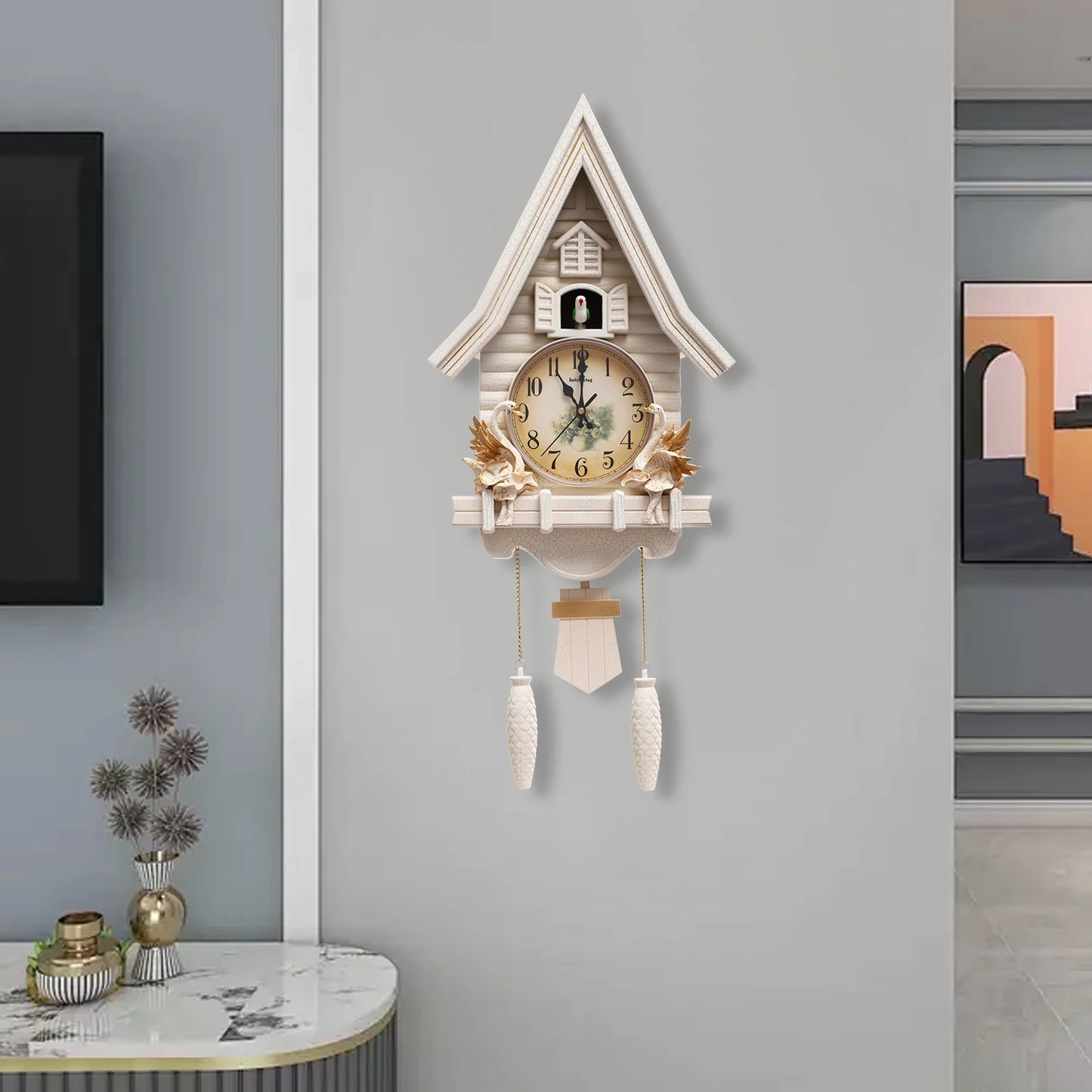 White Cuckoo Wall Clock