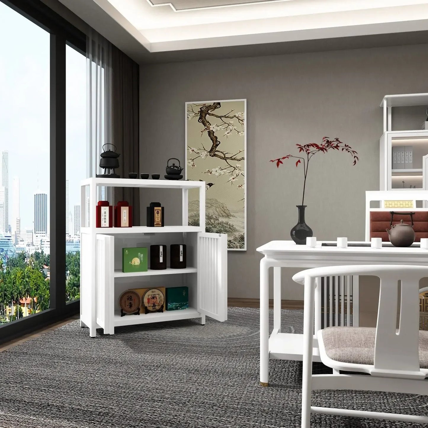 Large Capacity Bamboo Storage Cabinet