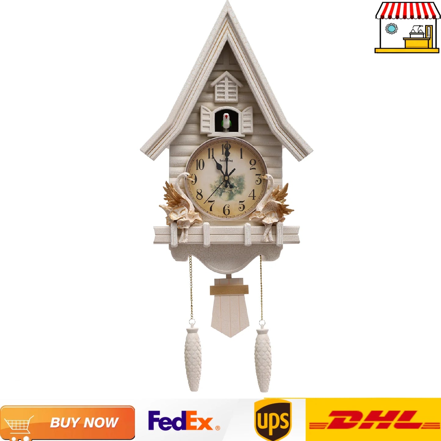 White Cuckoo Wall Clock