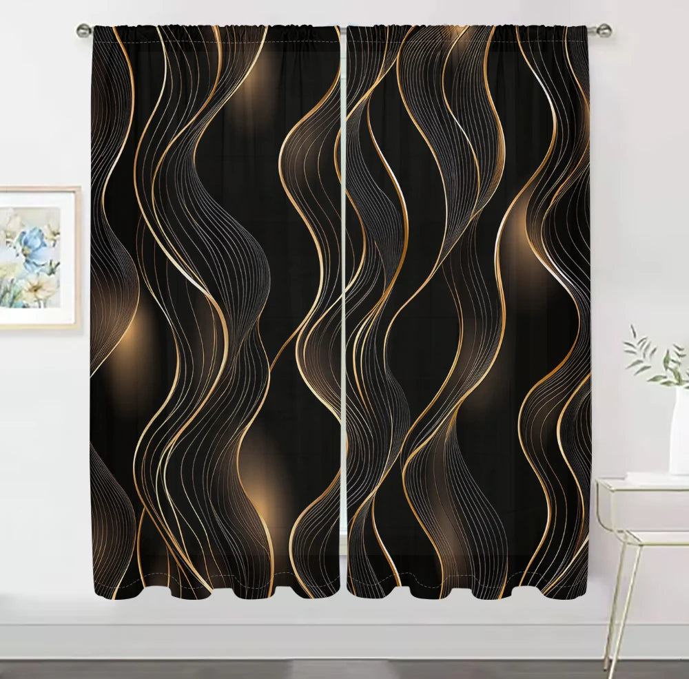 2Pcs Modern Art Curtains