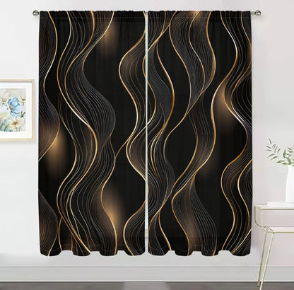 2Pcs Modern Art Curtains