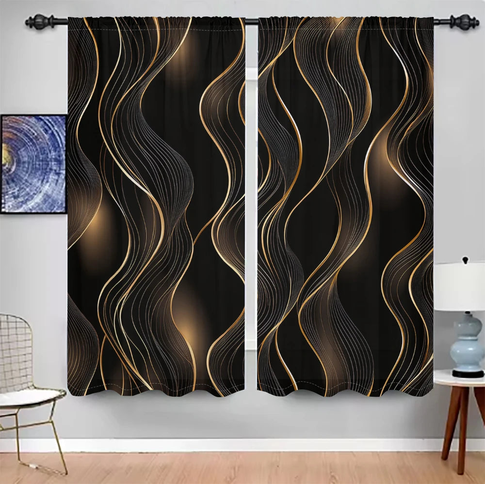 2Pcs Modern Art Curtains