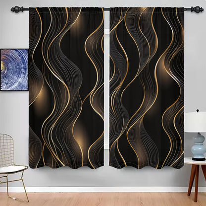 2Pcs Modern Art Curtains