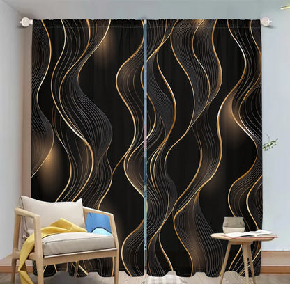 2Pcs Modern Art Curtains
