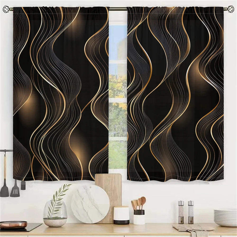 2Pcs Modern Art Curtains