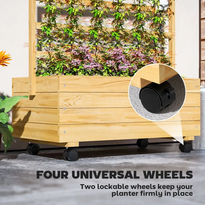 Raised Garden Bed with Trellis and Wheels