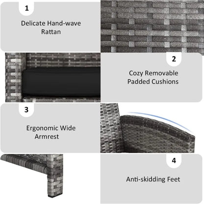 4 PCS Wicker Patio Set