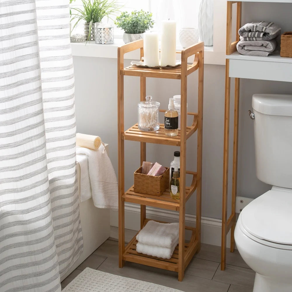 4 Tier Bamboo Shelving Tower