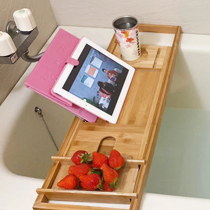 Retractable Bamboo Bathtub Board Shelf
