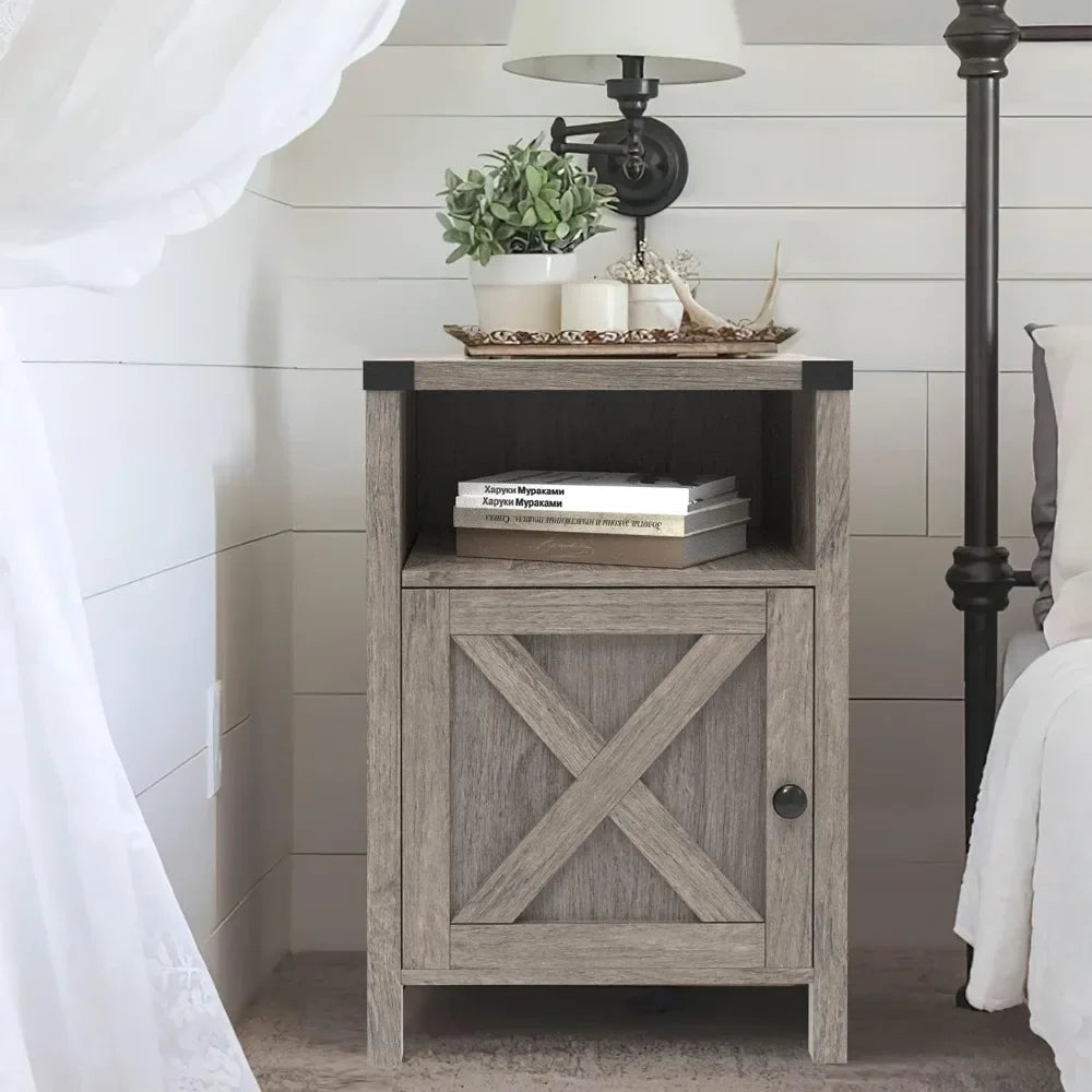 Nightstand Set with Barn Door