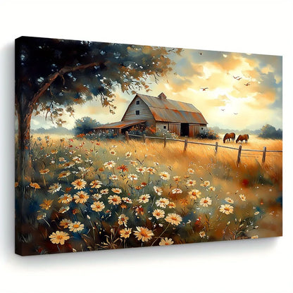 Quiet farmhouse landscape painting