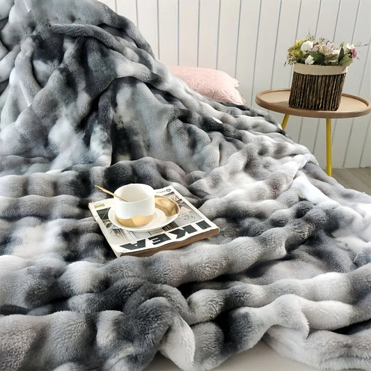 Extra Large Blanket 108inch * 90inch * 90inch Thickened Soft Comfortable Faux Rabbit Fur Double-Sided Warm Flannel Nap Blanket
