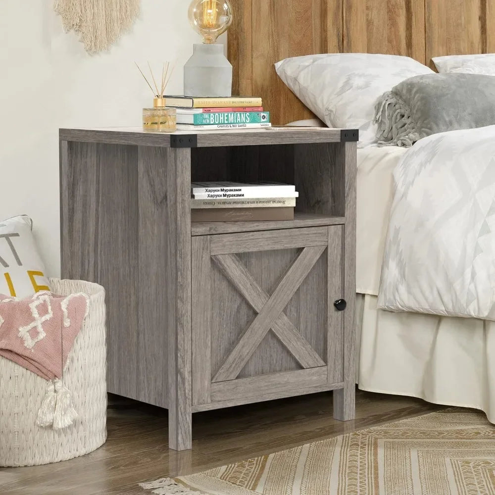 Nightstand Set with Barn Door
