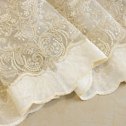 Curtain, embroidered window screen