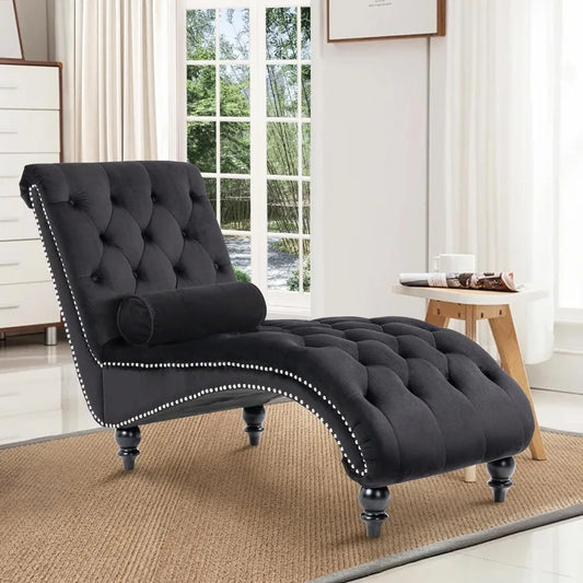 NEW-Tufted Chaise Lounge Chair Indoor