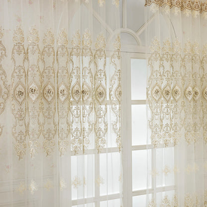 Curtain, embroidered window screen