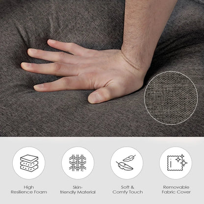 Curved Arm Chaise Lounge Sofa Chair Bed Linen Fabric Indoor Furniture Comfortable Reading Relaxation Durable Solid Wood Frame