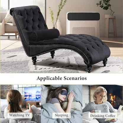 NEW-Tufted Chaise Lounge Chair Indoor