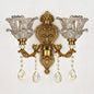 2025 New European Style Retro Crystal Glass Wall Lamp Dual Head Living Room Bedroom Bedside Lamp Corridor Corridor Wall Lamp