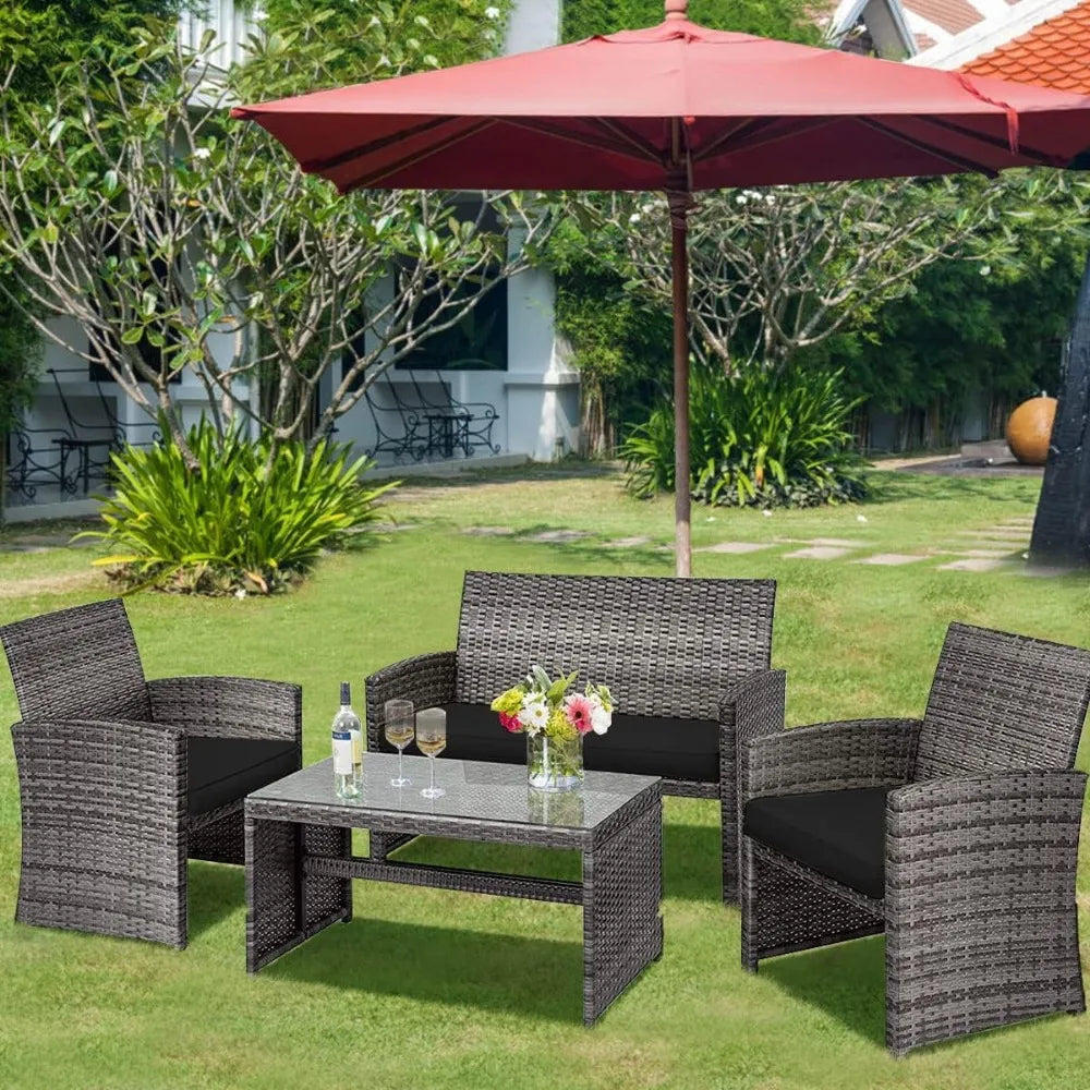 4 PCS Wicker Patio Set