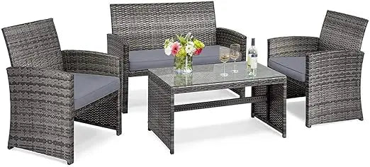 4 PCS Wicker Patio Set