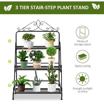3-Tier Vertical Steel Plant Stand