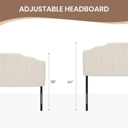 Velvet Upholstered Headboard White