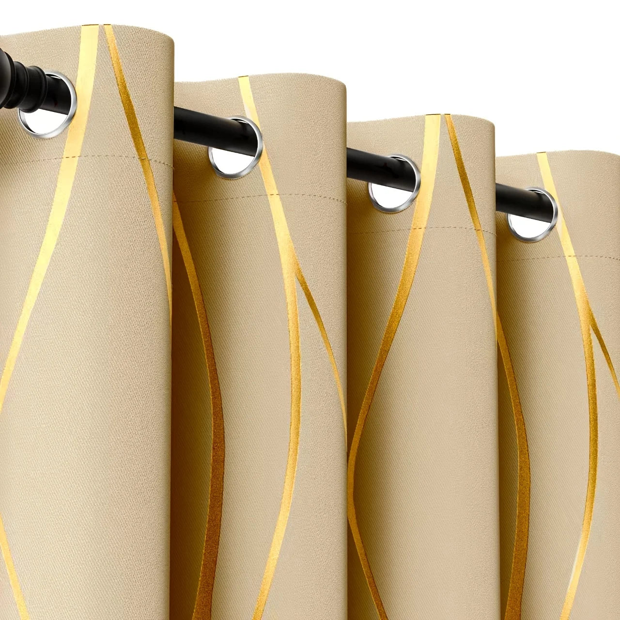 2Pcs Golden Wave &Circle Drapes