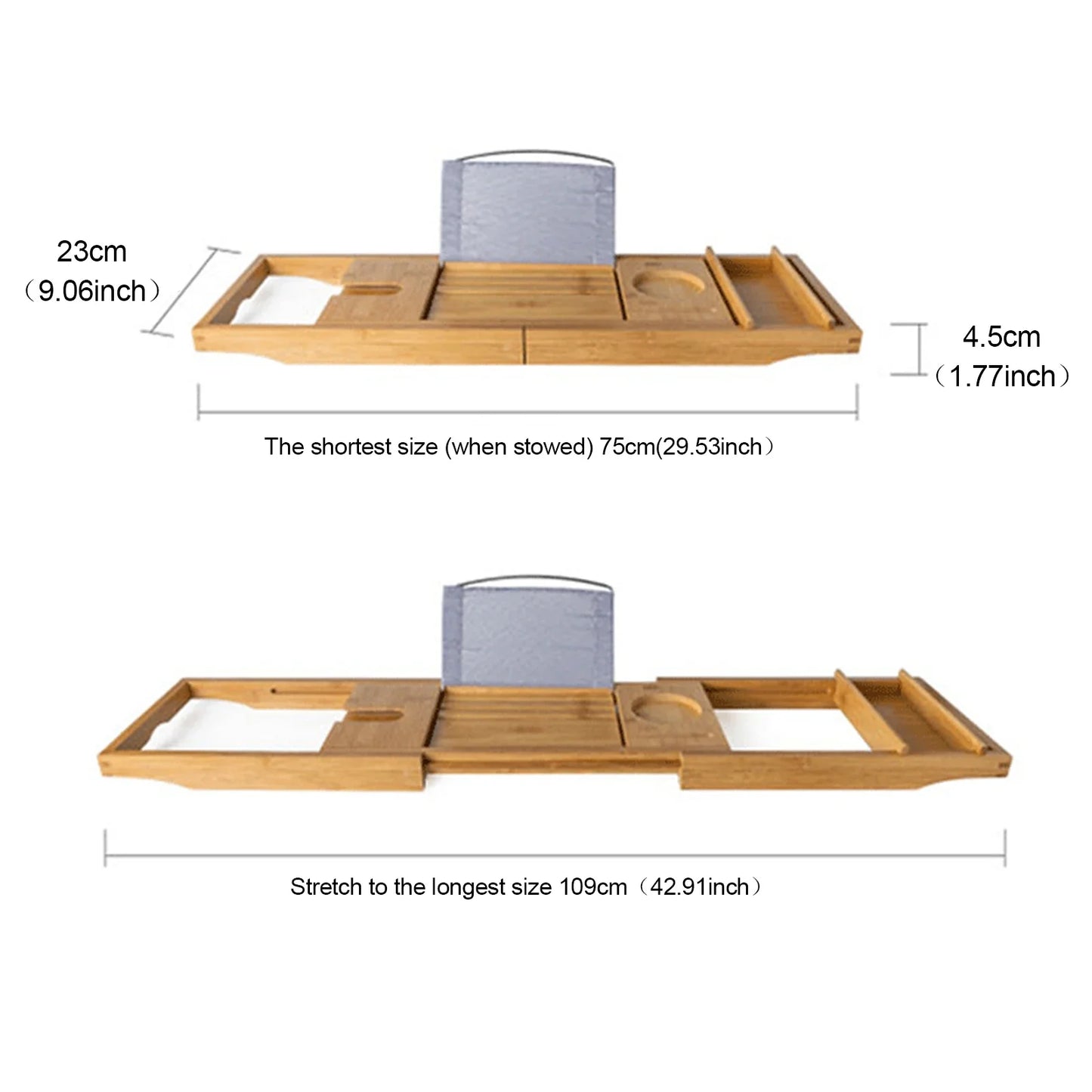 Retractable Bamboo Bathtub Board Shelf