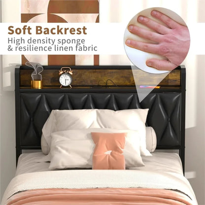 Twin Size Headboard with Charging Station