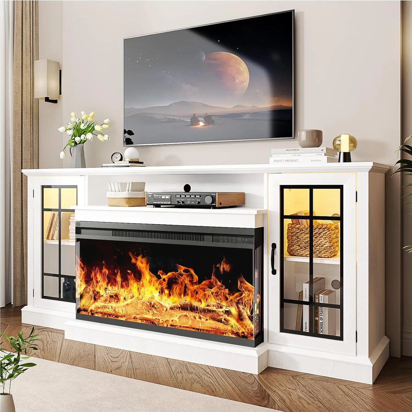 3 Sided Fireplace TV Stand