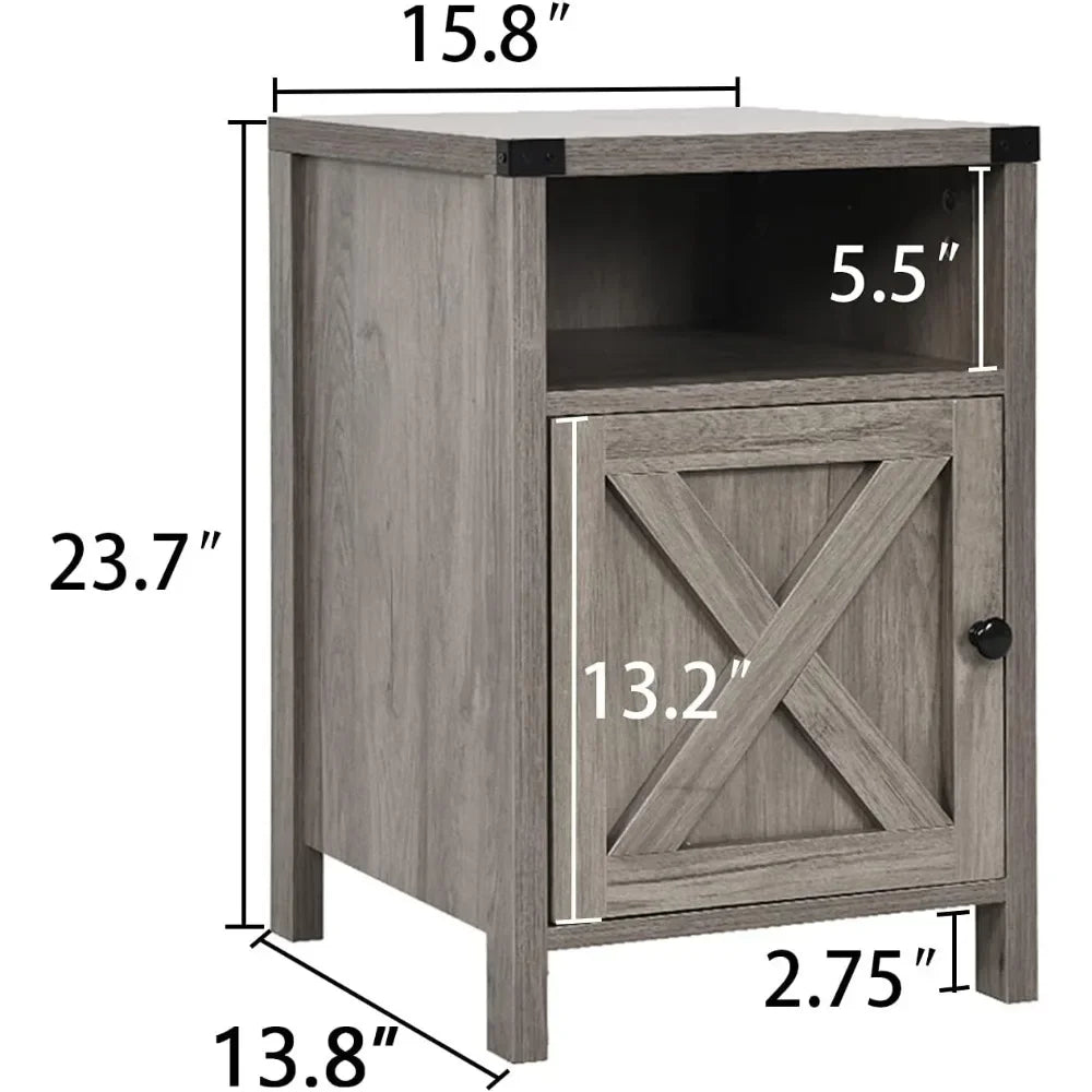 Nightstand Set with Barn Door