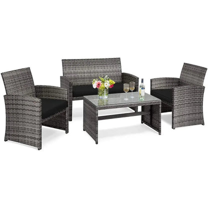 4 PCS Wicker Patio Set