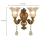 2025 New European Style Retro Crystal Glass Wall Lamp Dual Head Living Room Bedroom Bedside Lamp Corridor Corridor Wall Lamp