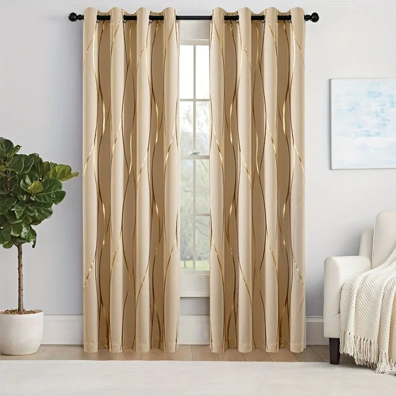 2Pcs Golden Wave &Circle Drapes