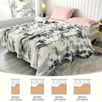 Extra Large Blanket 108inch * 90inch * 90inch Thickened Soft Comfortable Faux Rabbit Fur Double-Sided Warm Flannel Nap Blanket