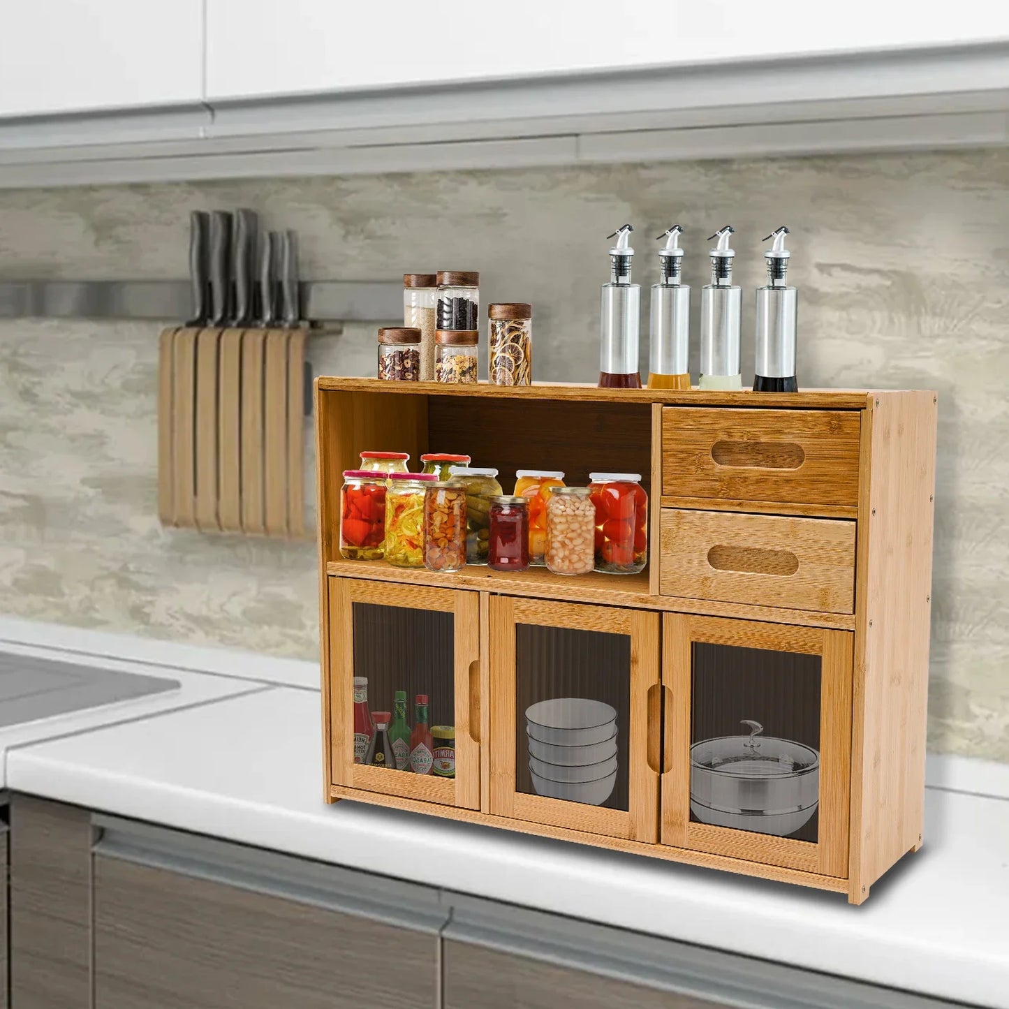 Bamboo Kitchen Utensil Cabinet