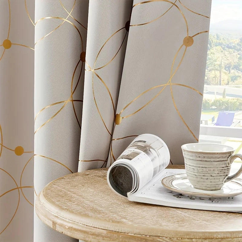2Pcs Golden Wave &Circle Drapes