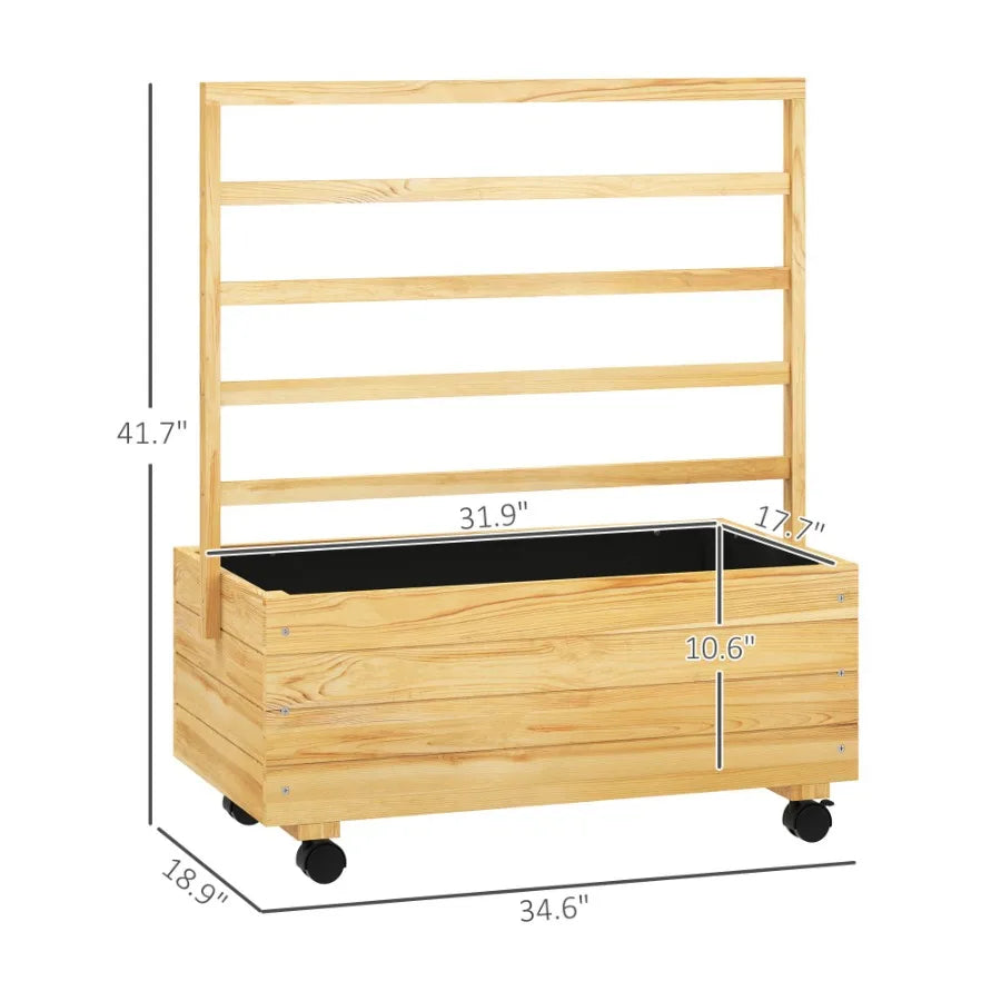 Raised Garden Bed with Trellis and Wheels