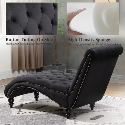 NEW-Tufted Chaise Lounge Chair Indoor