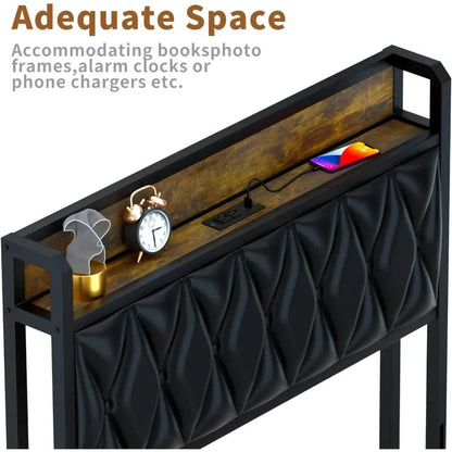 Twin Size Headboard with Charging Station