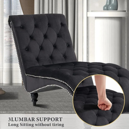 NEW-Tufted Chaise Lounge Chair Indoor
