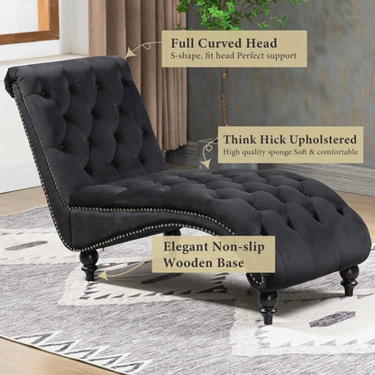 NEW-Tufted Chaise Lounge Chair Indoor