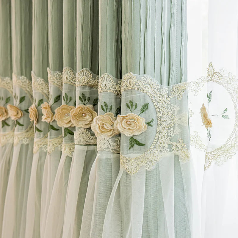 Embroidered Flower Curtains