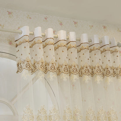 Curtain, embroidered window screen
