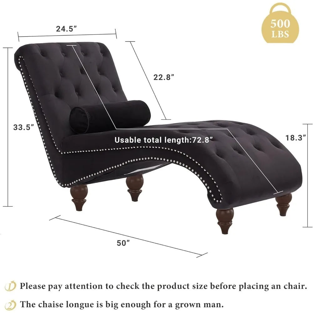 NEW-Tufted Chaise Lounge Chair Indoor