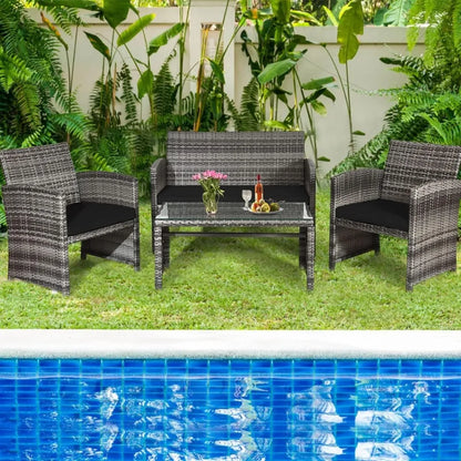 4 PCS Wicker Patio Set